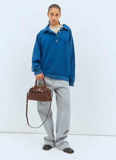 Miu Miu Logo Patch Polo Sweatshirt Blue miu0357002