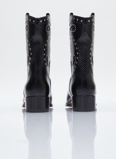 Gucci Double G Studded Leather Boots Black guc0253092