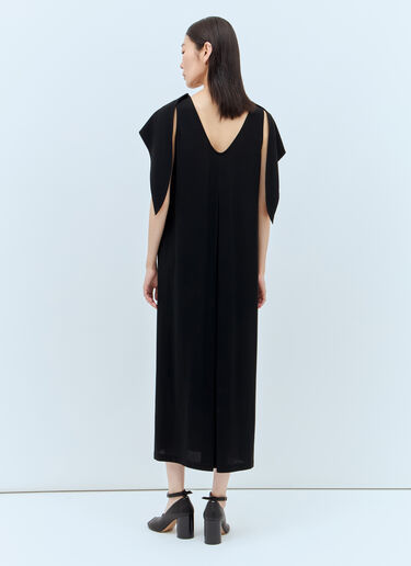 Issey Miyake Draped Neckline Midi Dress Black ism0257003