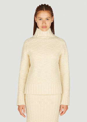 Jil Sander+ High neck Textured Knit Sweater White jsp0251020