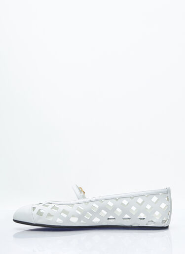 Dolce & Gabbana Openwork Leather Ballerina Flats White dol0257010