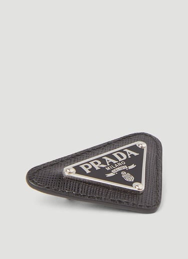 Prada Enamelled Triangular Logo Pin in Black for Men