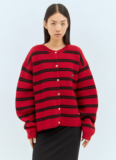 Miu Miu Stripe Cardigan Red miu0358001