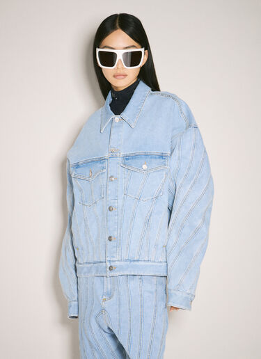 Mugler Spiral Denim Jacket Light Blue mug0355002