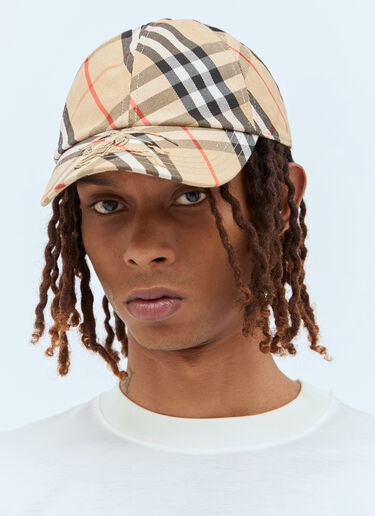 Burberry Check Baseball Cap Beige bur0157028