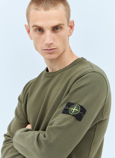 Stone Island リブサイドスウェットシャツ グリーン sto0158048