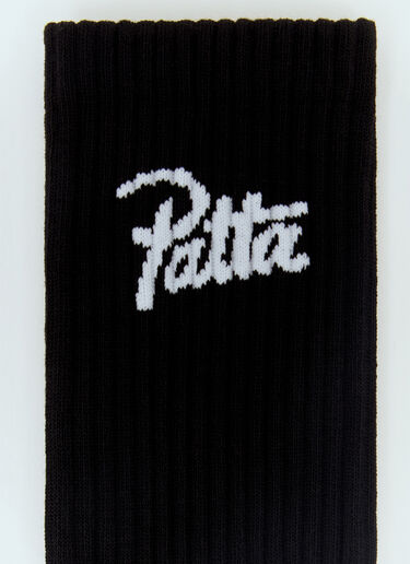 Patta Set Of Two Script Logo Sport Socks Black pat0156015