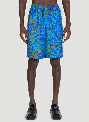 Versace Baroque Silk Shorts Blue ver0153001