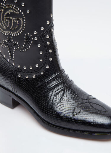 Gucci Double G Studded Leather Boots Black guc0253092