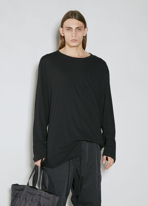 Yohji Yamamoto Asymmetric Hem Long Sleeve T-Shirt Black yoy0158005