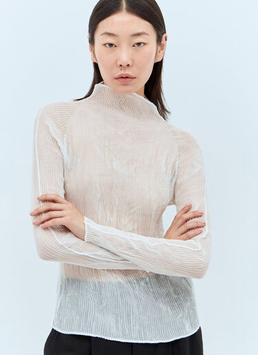 Issey Miyake Chiffon Twist Long-Sleeve Top White ism0257004