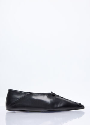Jil Sander Leather Pointed Ballerina Flats Black jil0257002