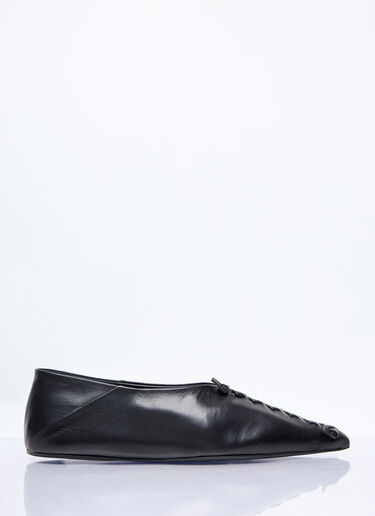 Jil Sander Leather Pointed Ballerina Flats Black jil0256017