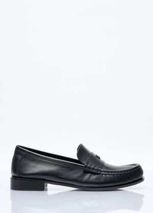 Gucci Logo Plaque Leather Loafers Black guc0257053