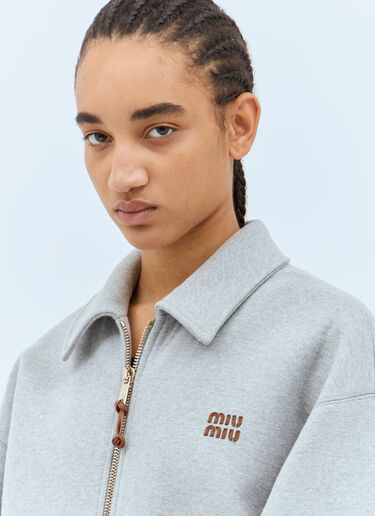 Miu Miu Jersey Zip-Up Jacket Grey miu0258013