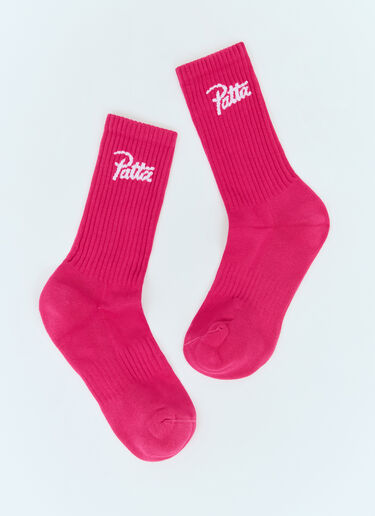 Patta スクリプトロゴスポーツソックス ピンク pat0156013