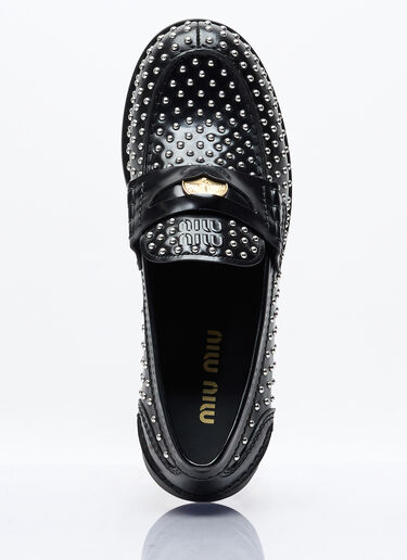 Miu Miu Studded Leather Loafers Black miu0257015