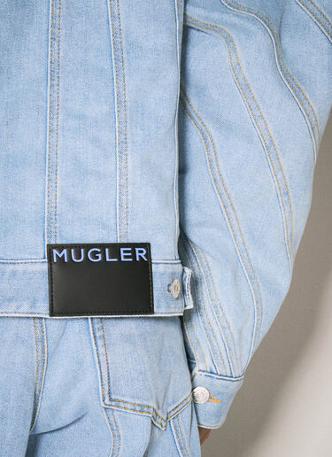 Mugler Spiral Denim Jacket Light Blue mug0355002