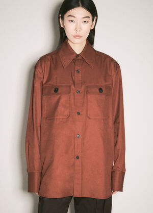 Saint Laurent Cotton Twill Shirt Red sla0256034