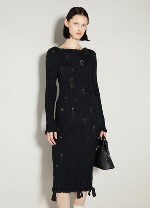 MM6 Maison Margiela Distressed Knit Dress Black mmm0255014