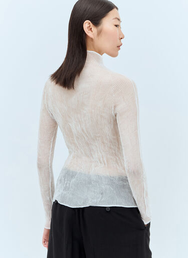 Issey Miyake Chiffon Twist Long-Sleeve Top White ism0257004