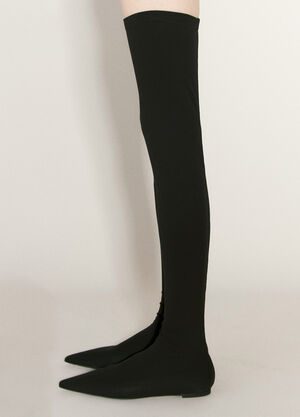 GANNI Tigh-High Jersey Boots Black gan0255095