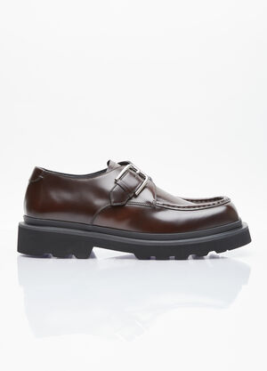 Prada Brushed Leather Monkstrap Shoes Black pra0154010