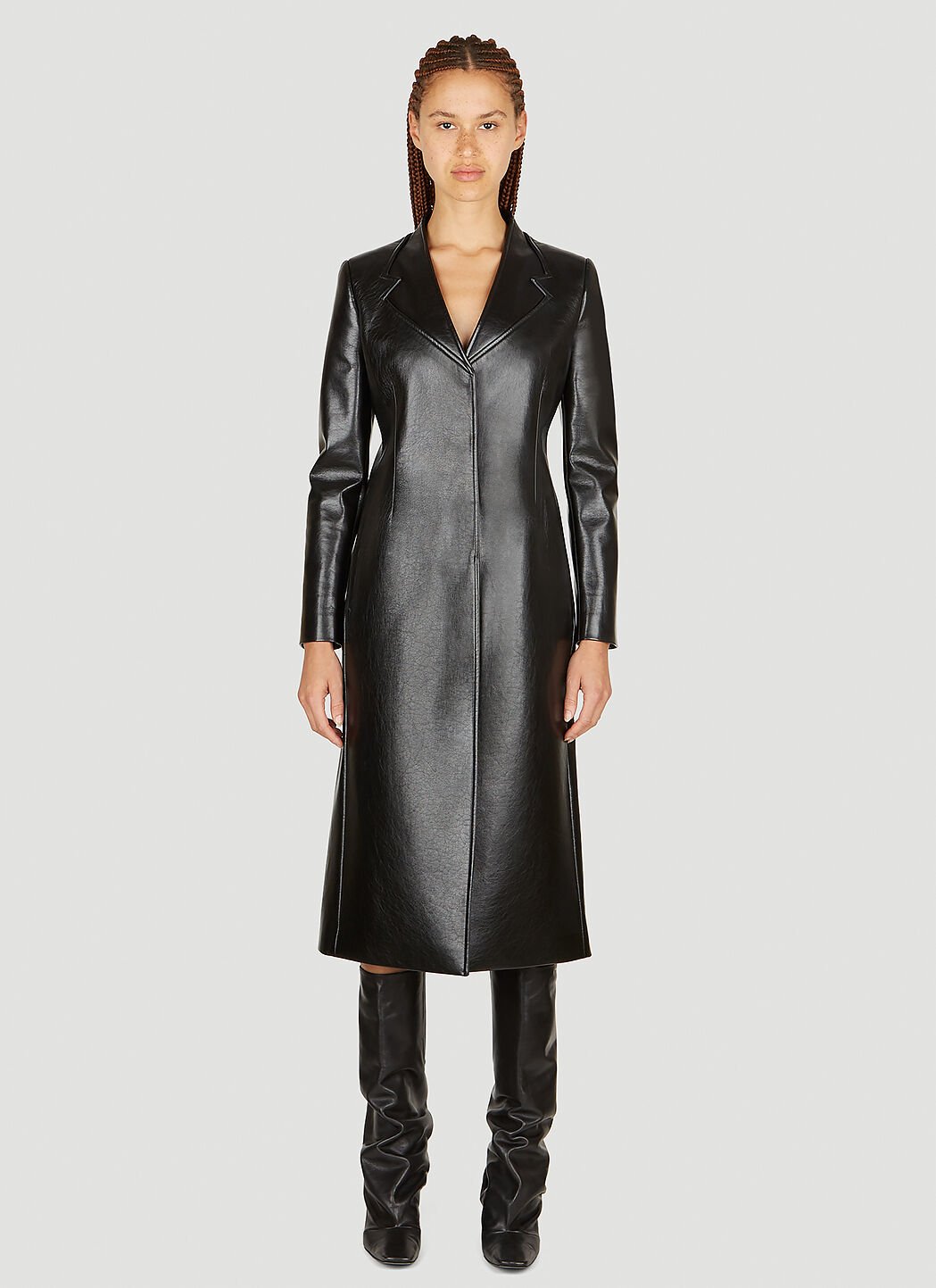 Coperni Trompe-Loeil Tailored Faxu Leather Coat Black cpn0255010