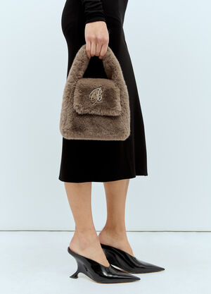 Blumarine Faux Fur Logo Handbag Khaki blm0253009