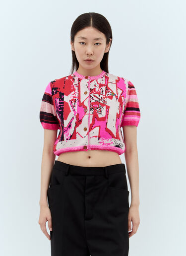 Vivienne Westwood Graffiti Cropped Cardigan Pink vvw0257018