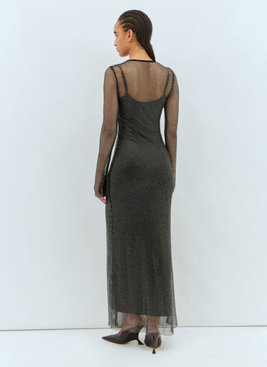 Sportmax Rhinestone Tulle Maxi Dress Black spx0257001