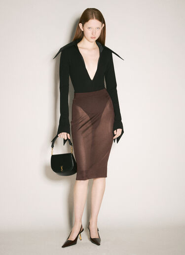 Saint Laurent Pencil Knit Skirt Burgundy sla0258066