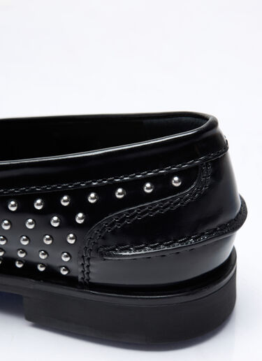 Miu Miu Studded Leather Loafers Black miu0257015