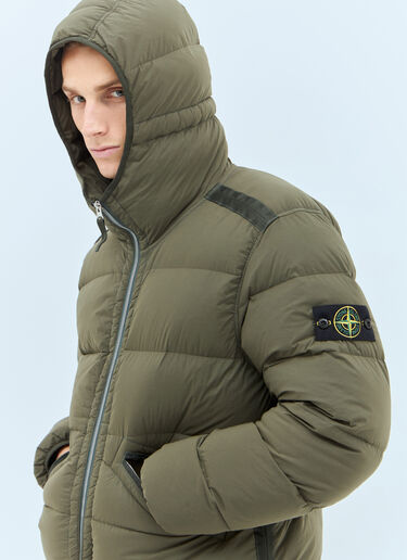 Stone Island 후드 다운 재킷 그린 sto0158019