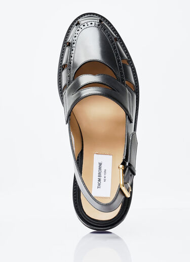 Thom Browne Cut-Out Slingback Loafer Sandals Black thb0156009