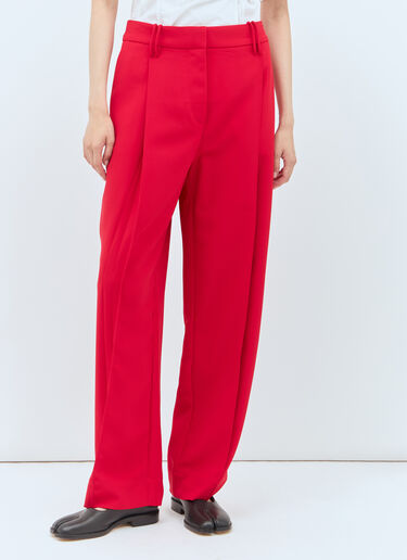 GANNI Twill Pleated Pants Red gan0257023