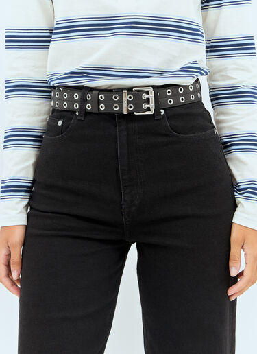 GANNI Double Eyelet Belt Black gan0258070