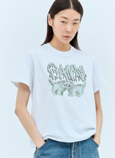 GANNI Love Cats T-Shirt White gan0257018