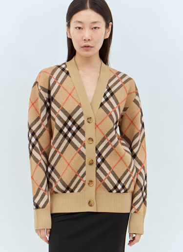 Burberry Check Wool-Blend Cardigan Beige bur0257007