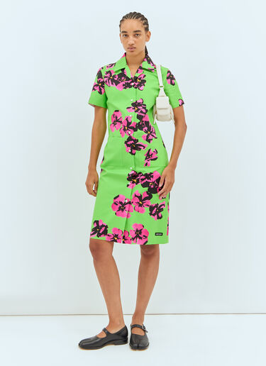 Miu Miu Flower Midi Dress Green miu0258035