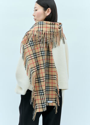 Chloé Check Cashmere Fringed Scarf Black cls0255001
