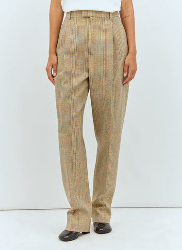 Bottega Veneta Prince Of Wales Tweed Pants Beige bov0257002