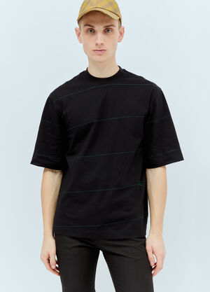 Burberry Striped Cotton T-Shirt Black bur0255093