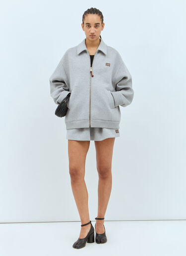 Miu Miu Jersey Zip-Up Jacket Grey miu0258013