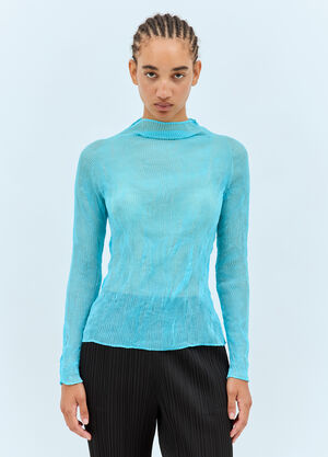 Issey Miyake Chiffon Twist 1 Long-Sleeve Top Blue ism0258002