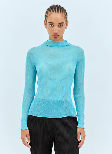 Issey Miyake Chiffon Twist 1 Long-Sleeve Top Blue ism0258012