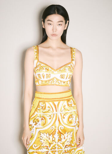 Dolce & Gabbana Majolica Coset Crop Top Yellow dol0257007