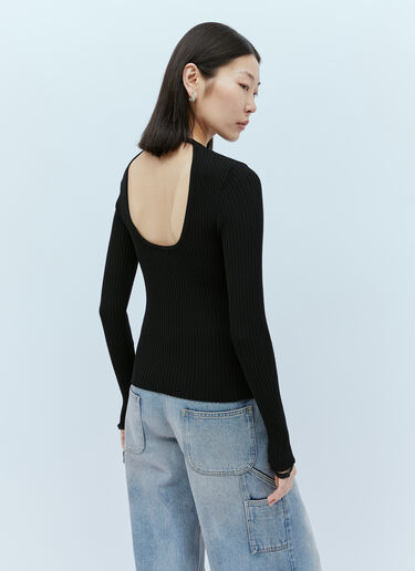 Courrèges Elastic Wrists Rib Knit Sweater Black cou0253042