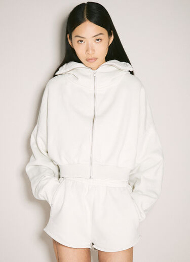 Entire Studios Cropped Full-Zip Hooded Sweatshirt White ent0257004