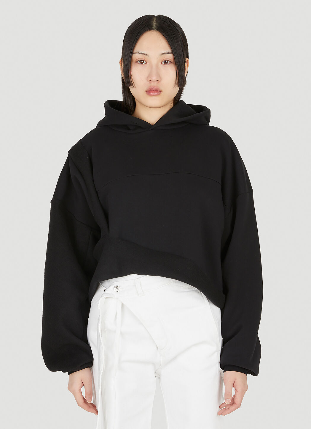 Otto Cropped Draped Hooded Sweatshirt